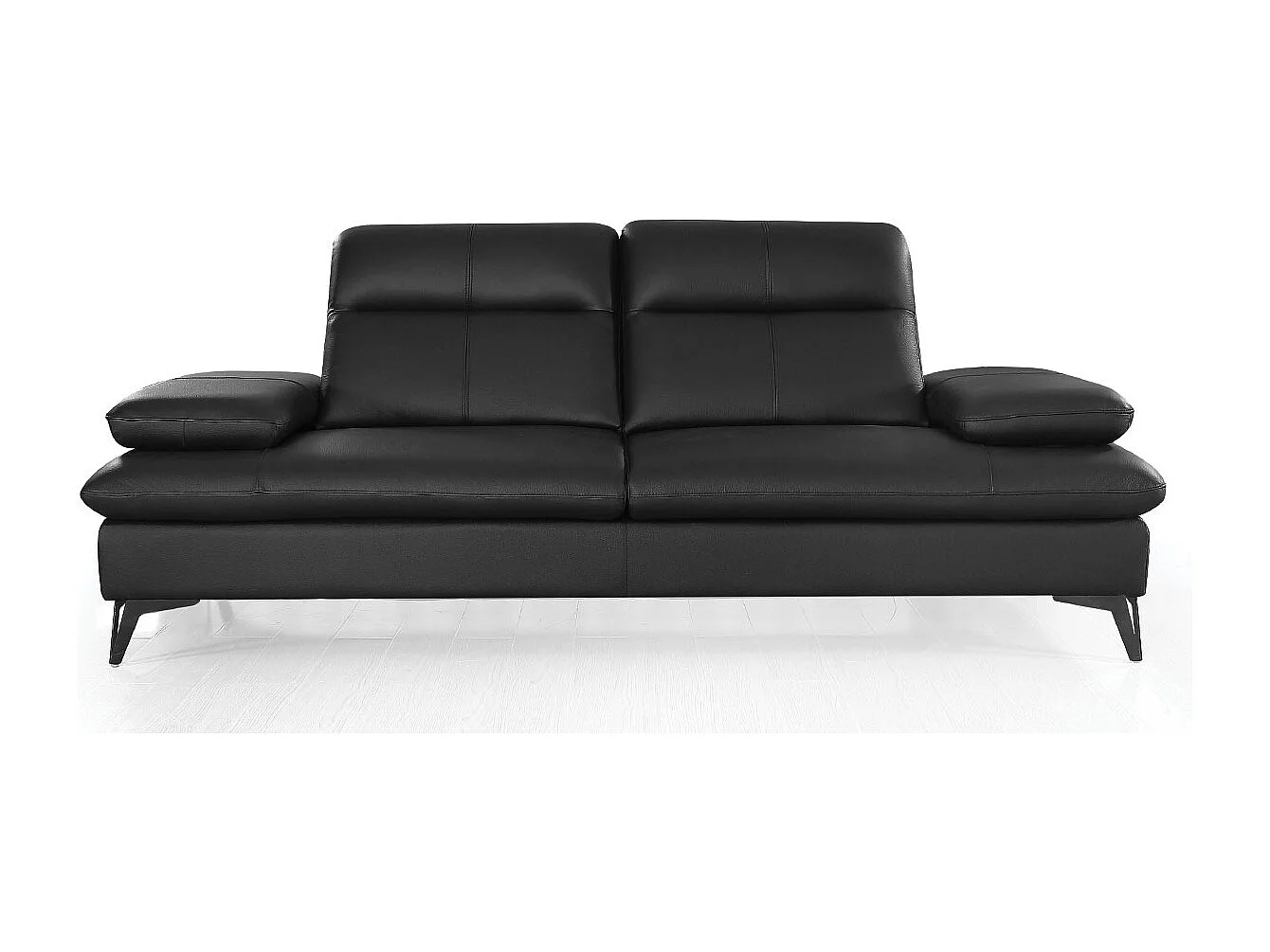 Canapé 3 places Cuir avec dossier avance-recul IRIS Noir - Angle Droit