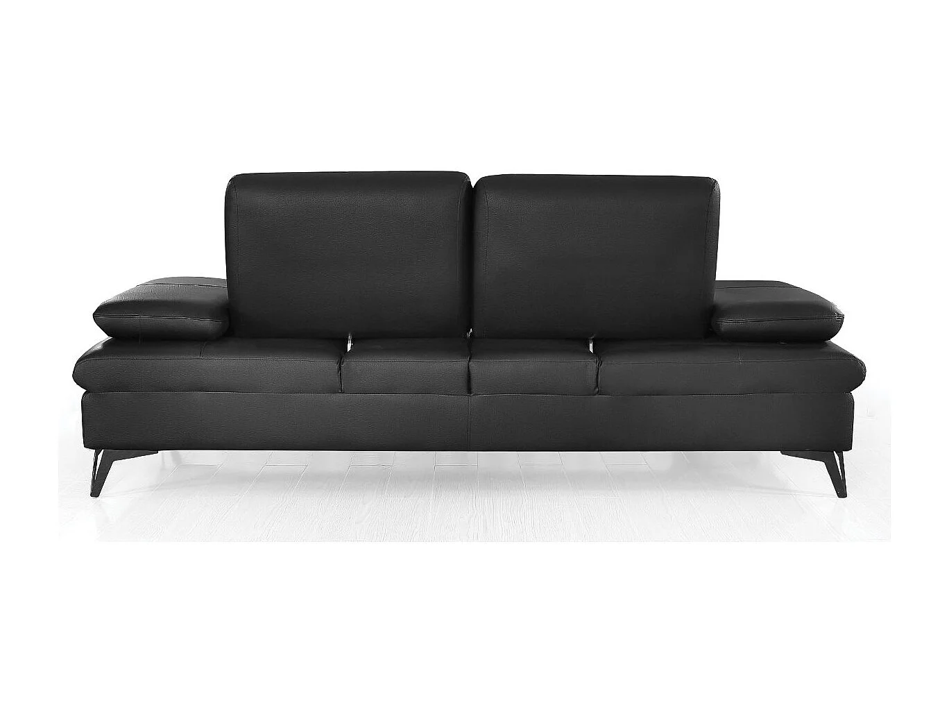 Canapé 3 places Cuir avec dossier avance-recul IRIS Noir - Angle Droit