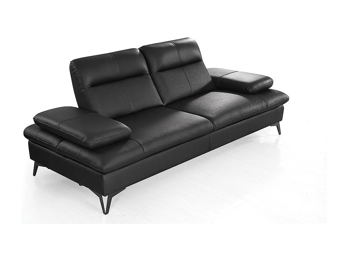 Canapé 3 places Cuir avec dossier avance-recul IRIS Noir - Angle Droit