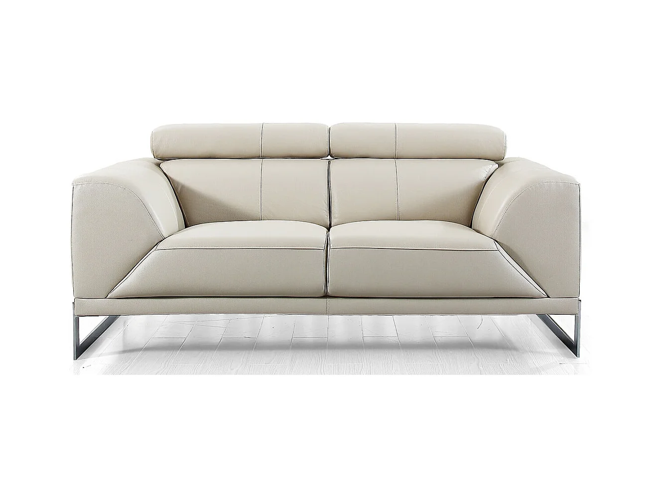 Canapé 2 places Cuir HAVANA Beige - Angle Droit