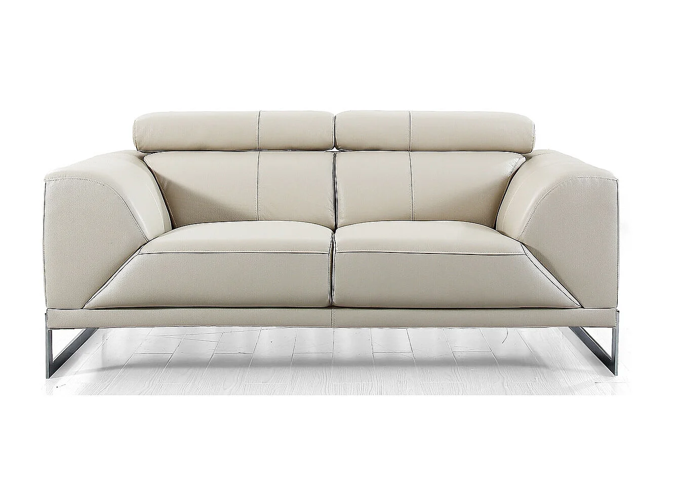 Canapé 2 places Cuir HAVANA Beige - Angle Droit