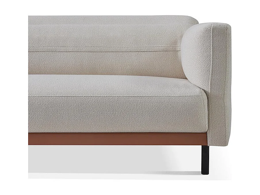 Canapé d'angle en tissu droit LILY - Blanc et Marron - Angle Droit