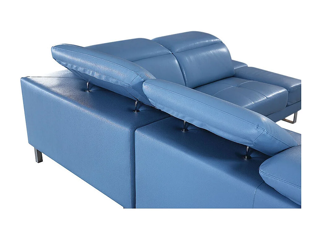 Canapé d'angle en cuir RAPHAEL Bleu - Angle Droit
