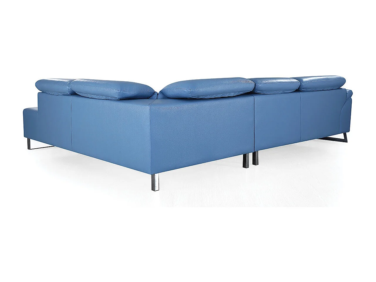 Canapé d'angle en cuir RAPHAEL Bleu - Angle Droit