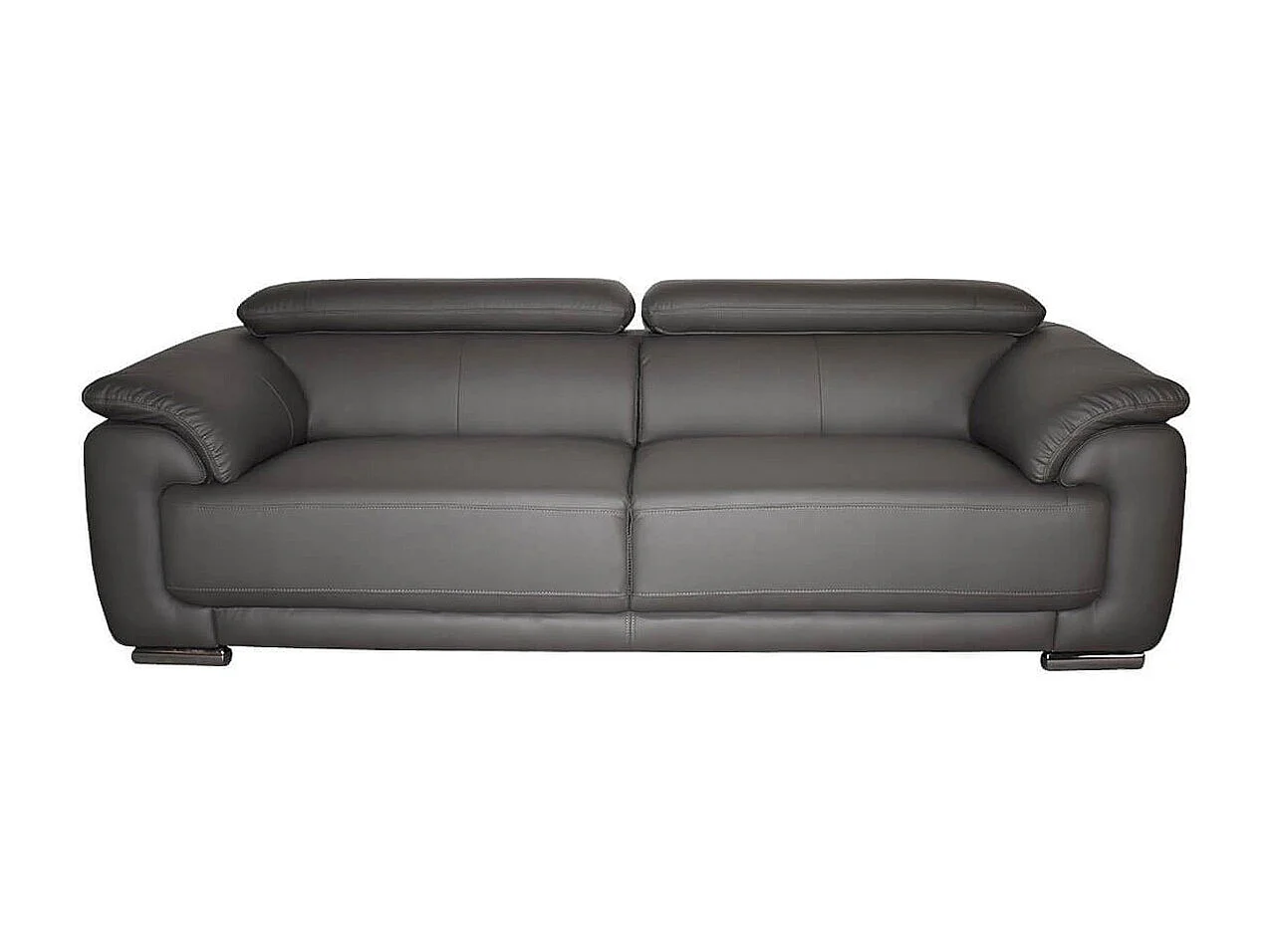 Canapé 2 places en cuir gris MARJORIE - Angle Droit