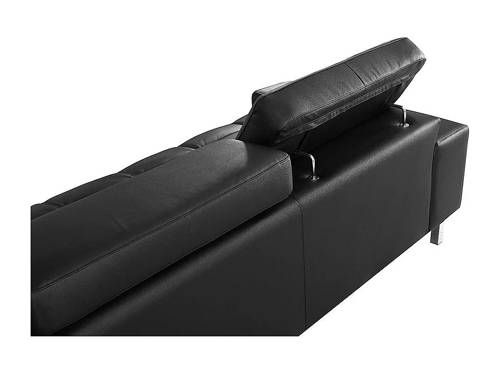 Canapé 2 places Cuir JACOB Noir - Angle Droit