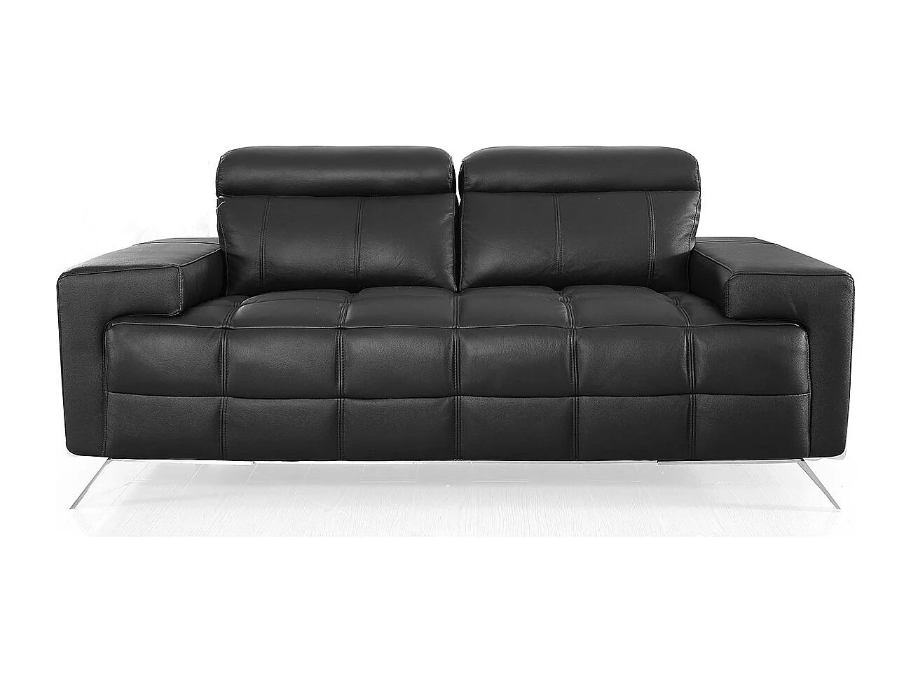 Canapé 2 places Cuir JACOB Noir - Angle Droit