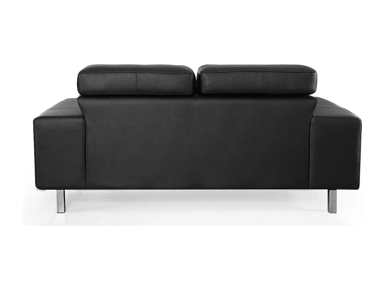 Canapé 2 places Cuir JACOB Noir - Angle Droit