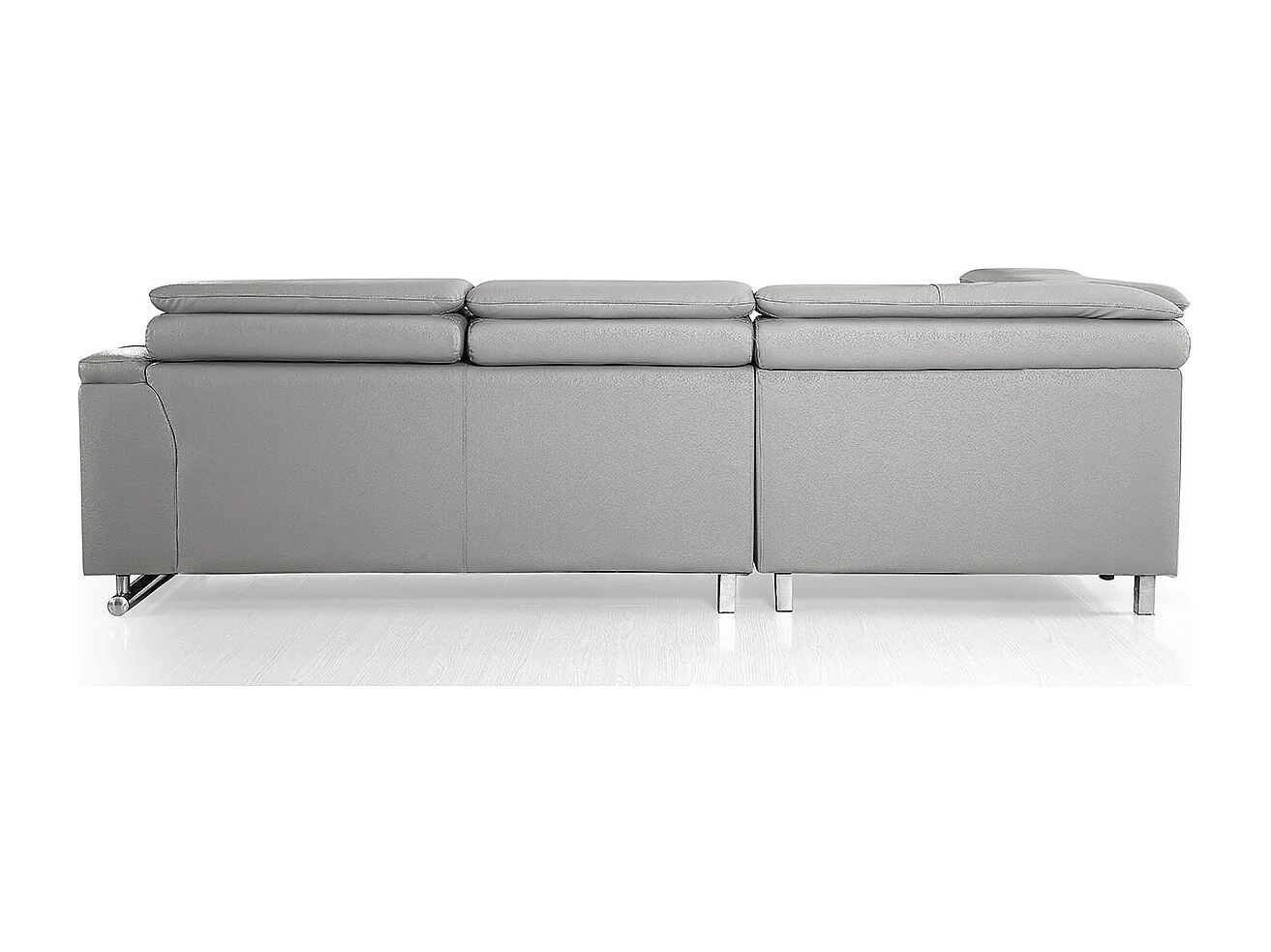 Canapé d'angle en cuir MYA Gris - Angle Droit