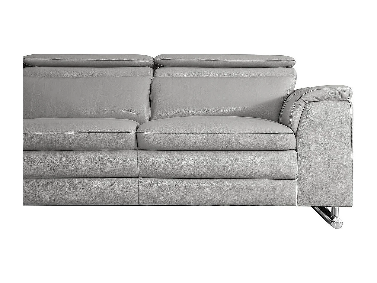 Canapé d'angle en cuir MYA Gris - Angle Droit