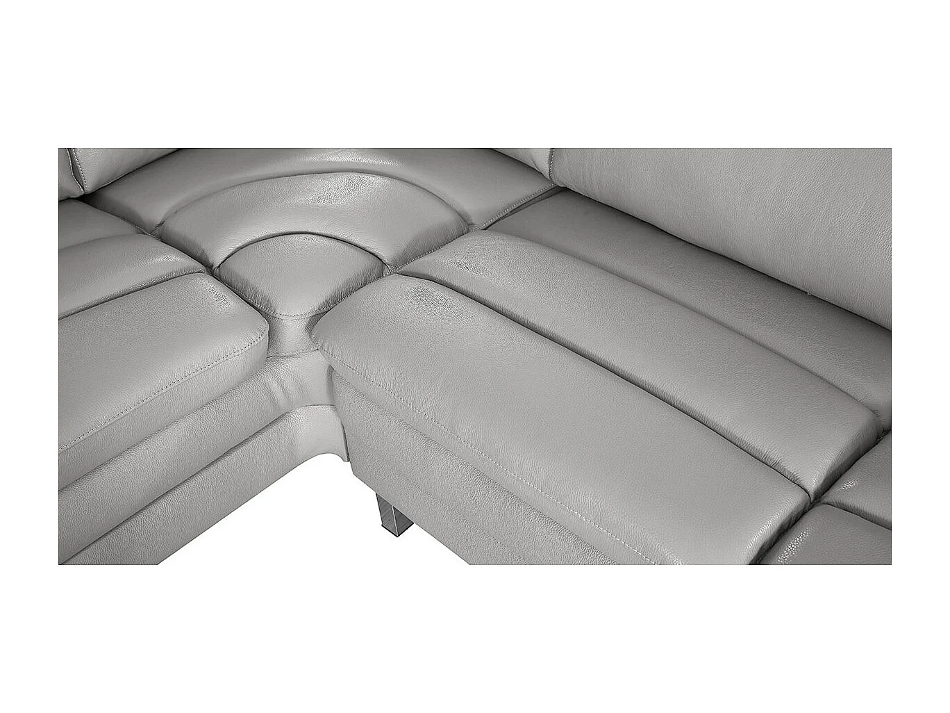 Canapé d'angle en cuir MYA Gris - Angle Droit