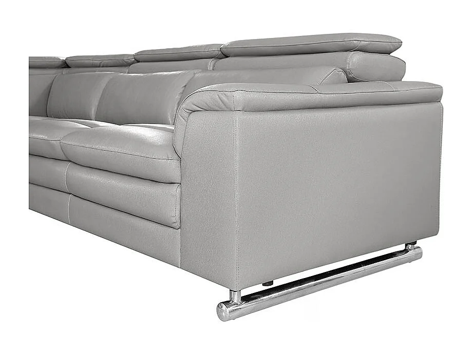 Canapé d'angle en cuir MYA Gris - Angle Droit