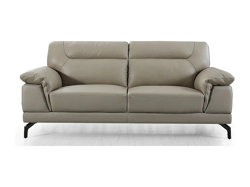 Canapé 3 places Cuir BRODY Beige - Angle Droit