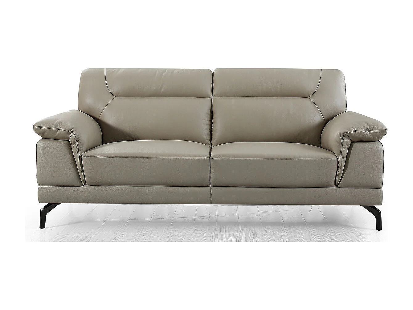 Canapé 3 places Cuir BRODY Beige - Angle Droit