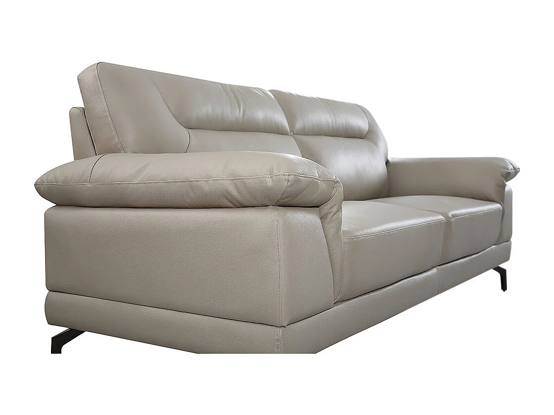 Canapé 3 places Cuir BRODY Beige - Angle Droit