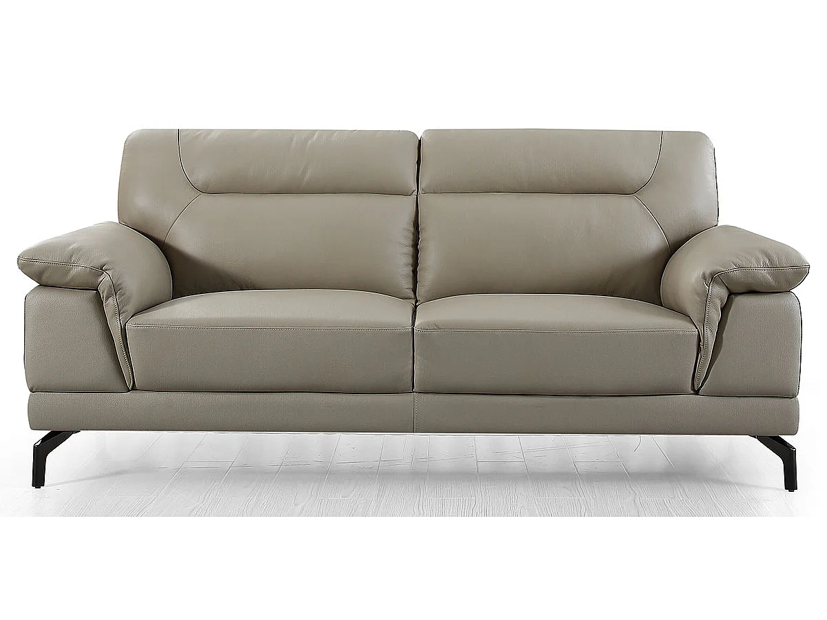 Canapé 3 places Cuir BRODY Beige - Angle Droit