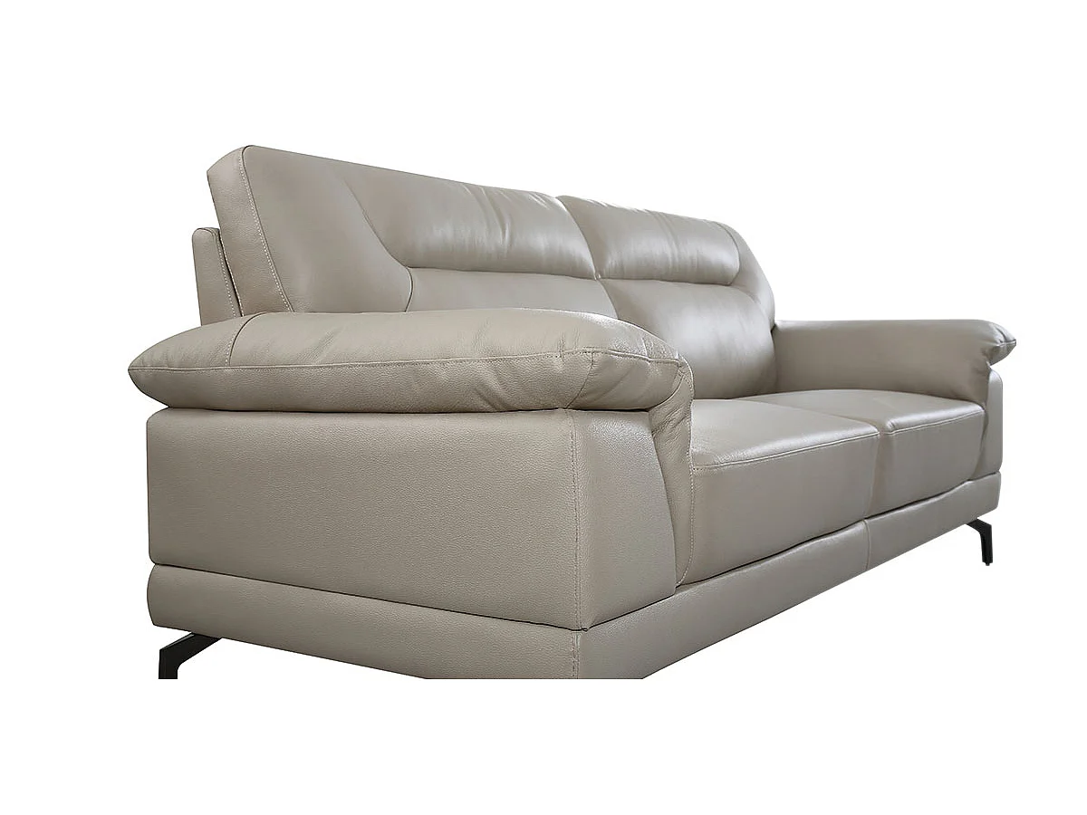Canapé 3 places Cuir BRODY Beige - Angle Droit