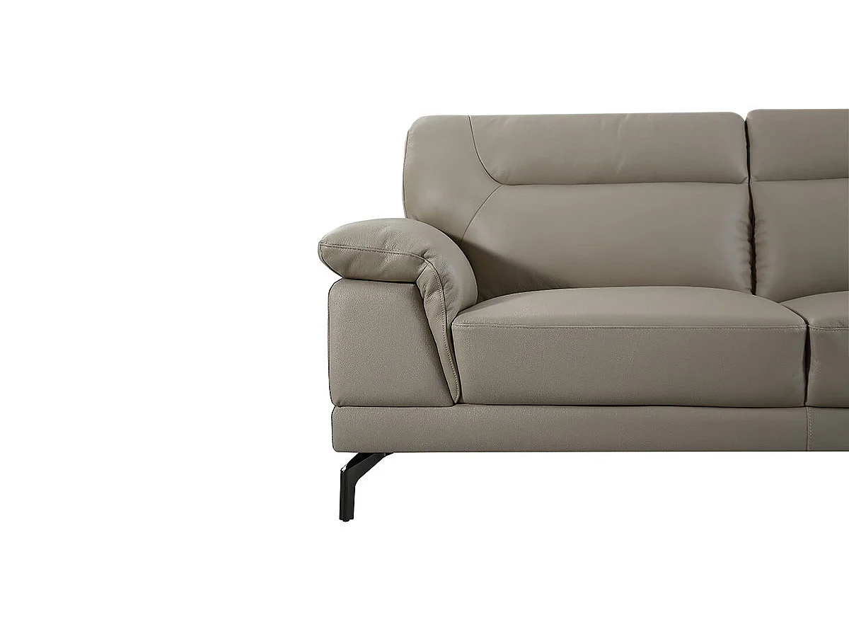 Canapé 3 places Cuir BRODY Beige - Angle Droit