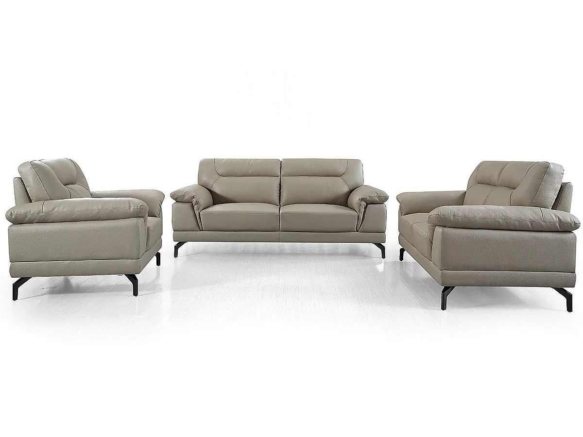 Canapé 3 places Cuir BRODY Beige - Angle Droit