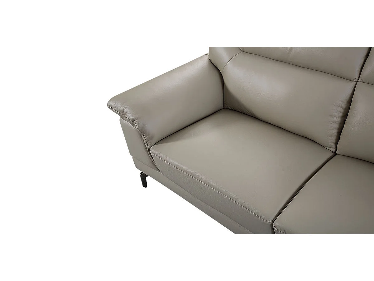 Canapé 3 places Cuir BRODY Beige - Angle Droit
