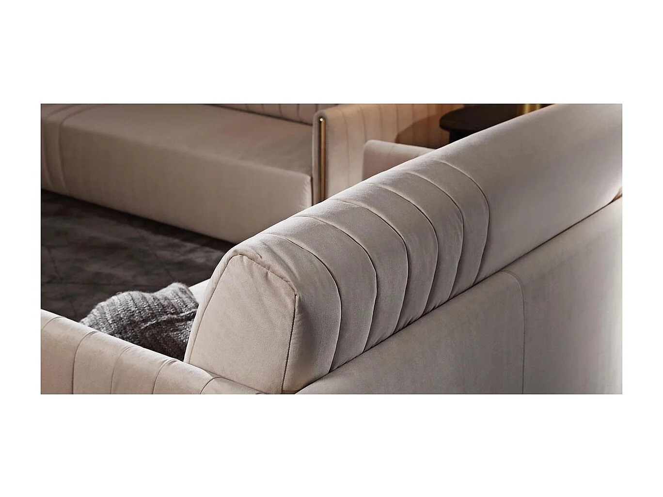 Canapé 3 places en velours PRISME - Beige