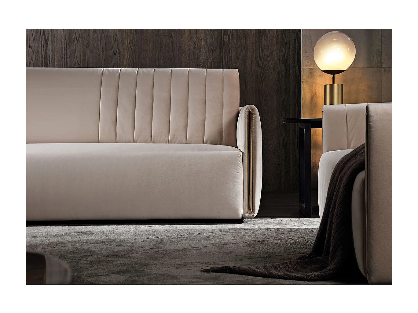 Canapé 3 places en velours PRISME - Beige