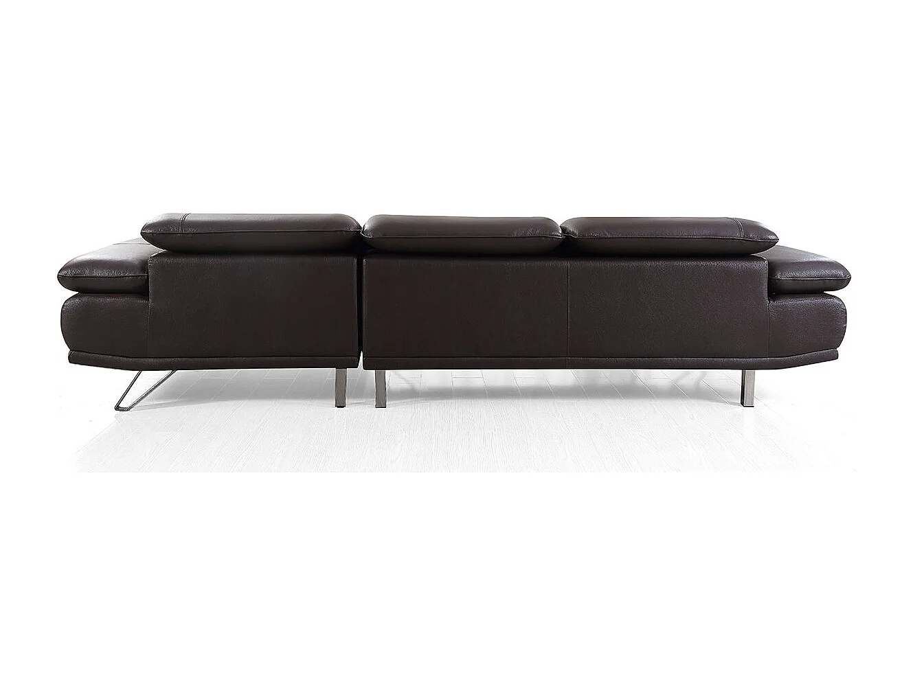 Canapé d'angle en cuir LUKA Marron - Angle Gauche