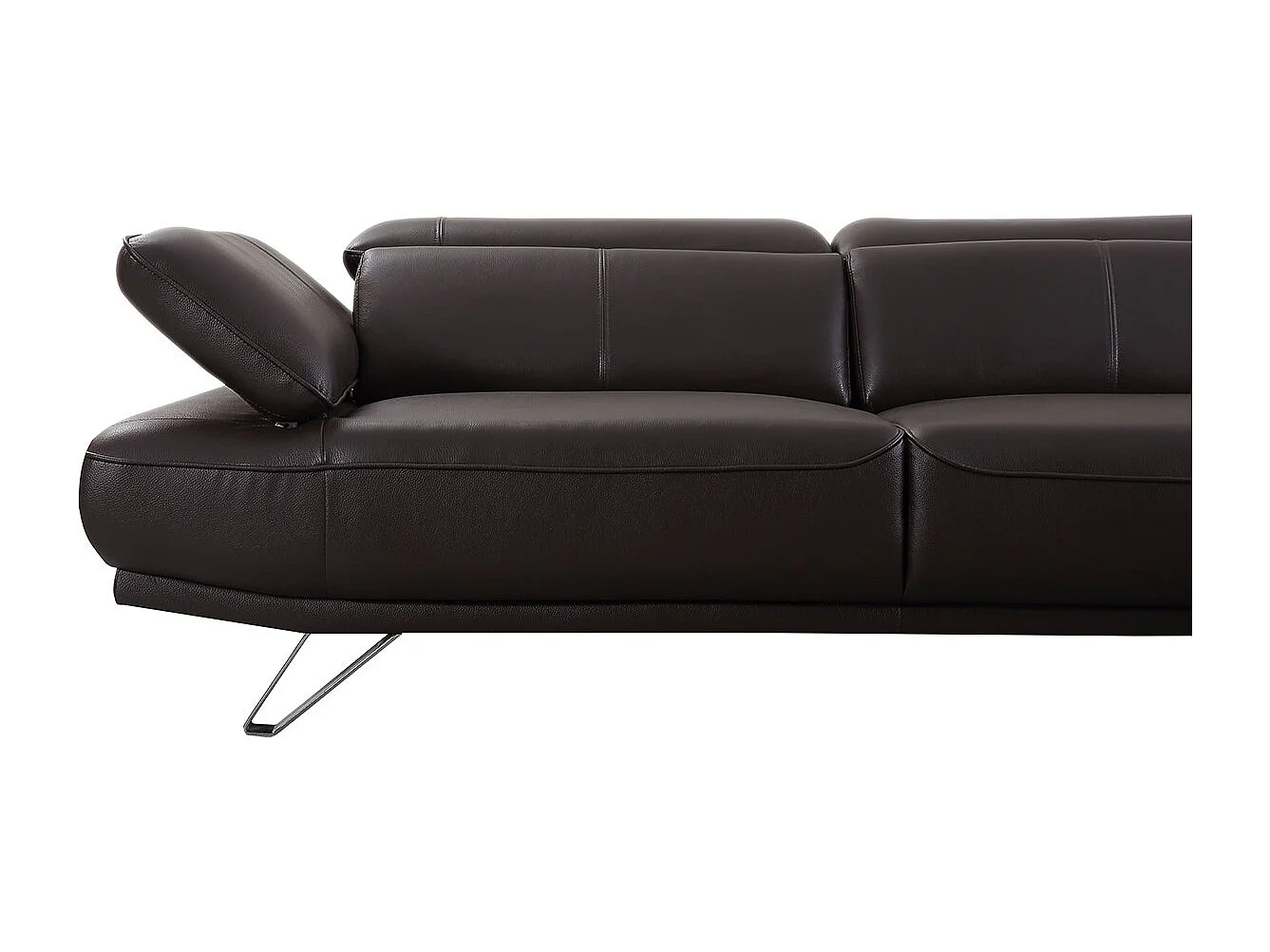 Canapé d'angle en cuir LUKA Marron - Angle Gauche