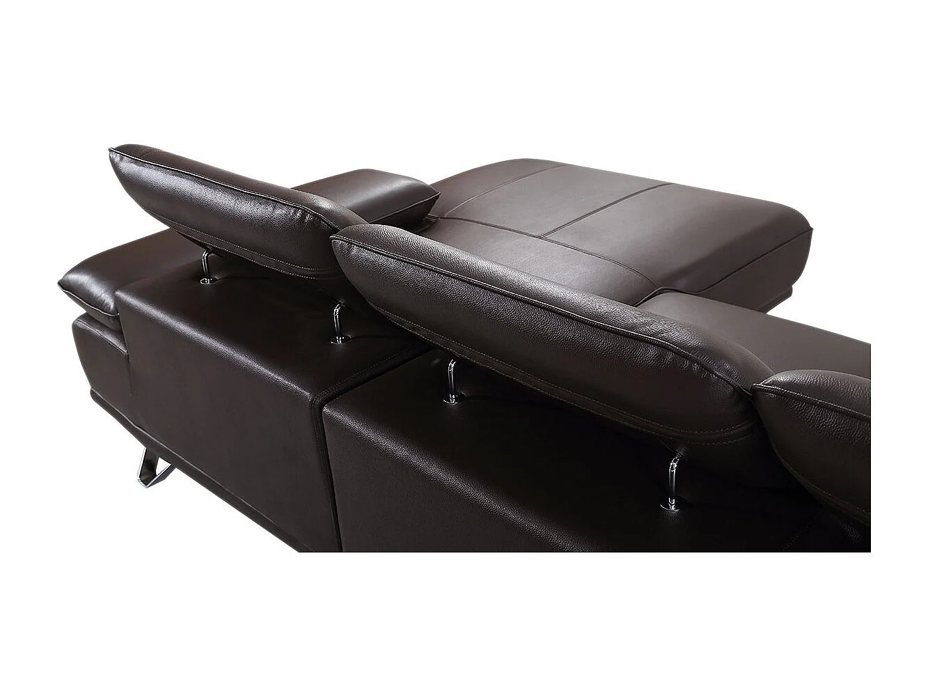 Canapé d'angle en cuir LUKA Marron - Angle Gauche