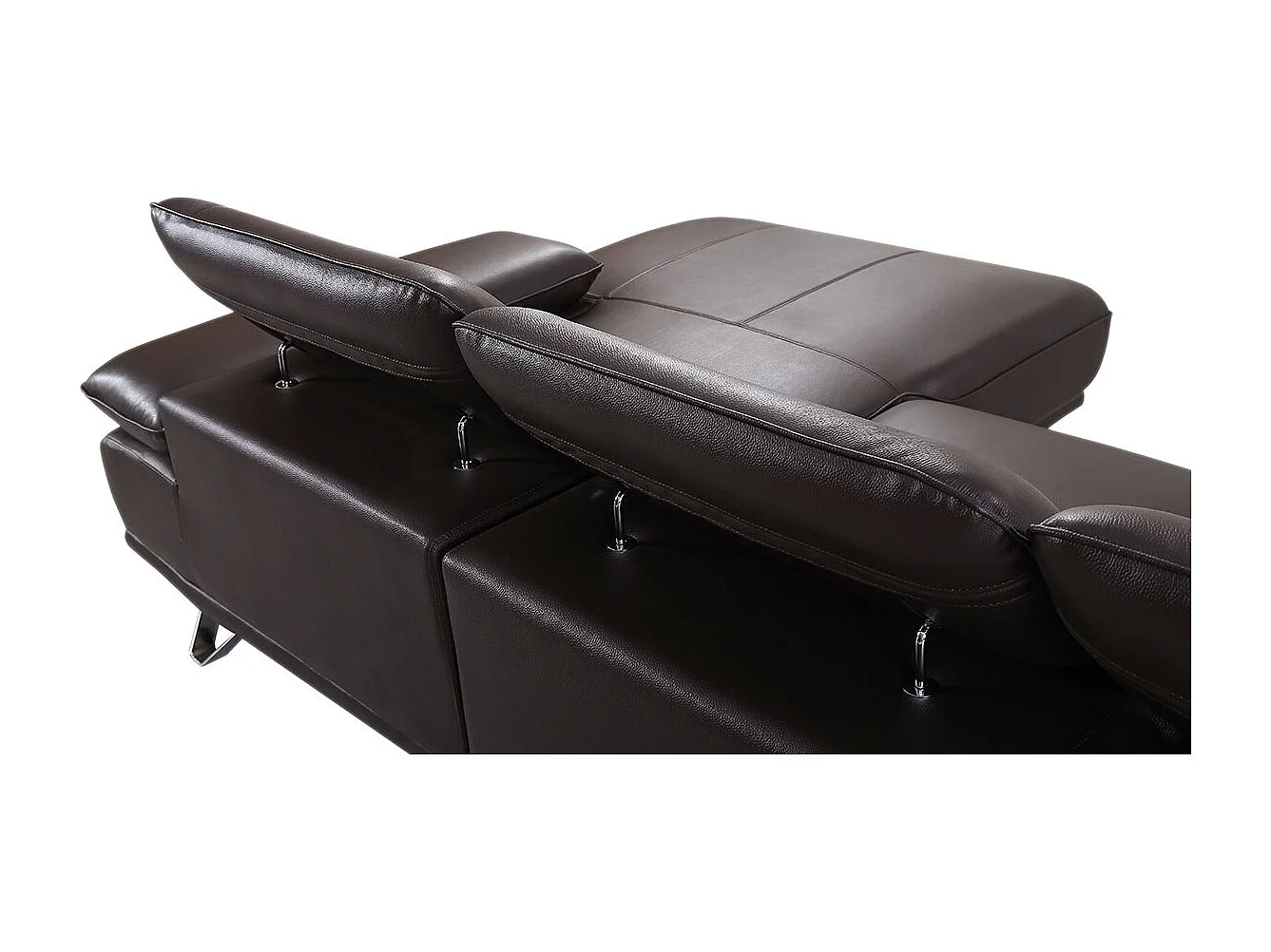 Canapé d'angle en cuir LUKA Marron - Angle Gauche