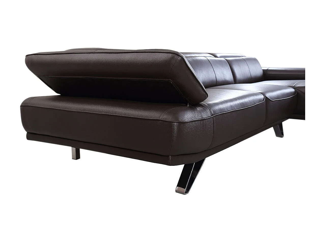 Canapé d'angle en cuir LUKA Marron - Angle Gauche