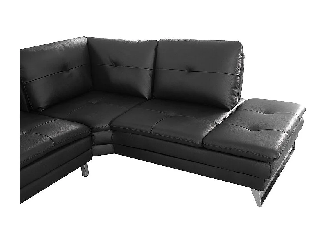 Canapé d'angle en cuir ELENA Noir - Angle Gauche