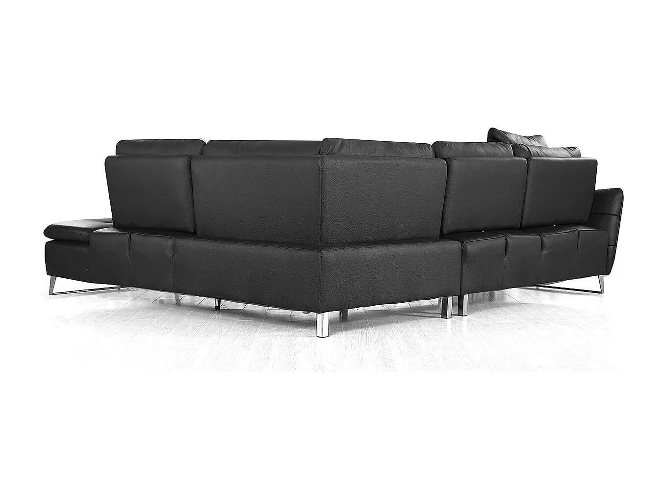 Canapé d'angle en cuir ELENA Noir - Angle Gauche