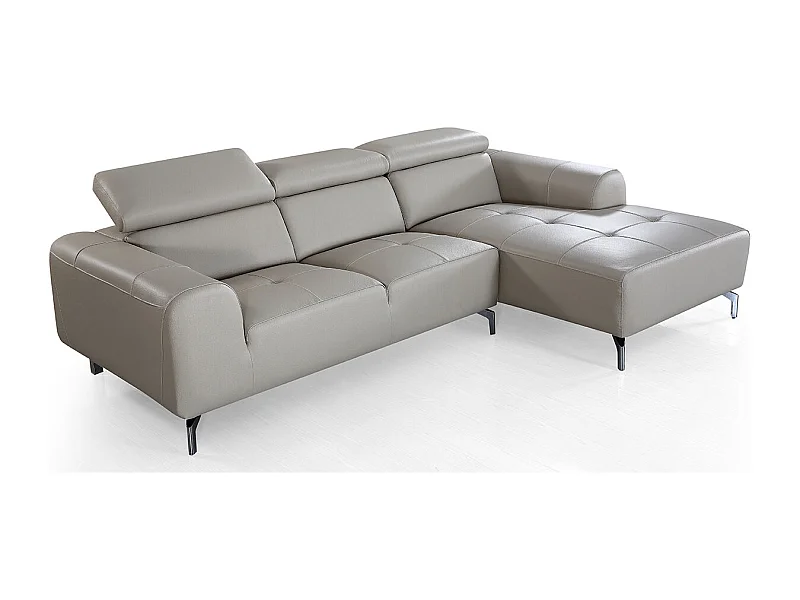 Canapé d'angle en cuir ZAKARIA Beige - Angle Droit