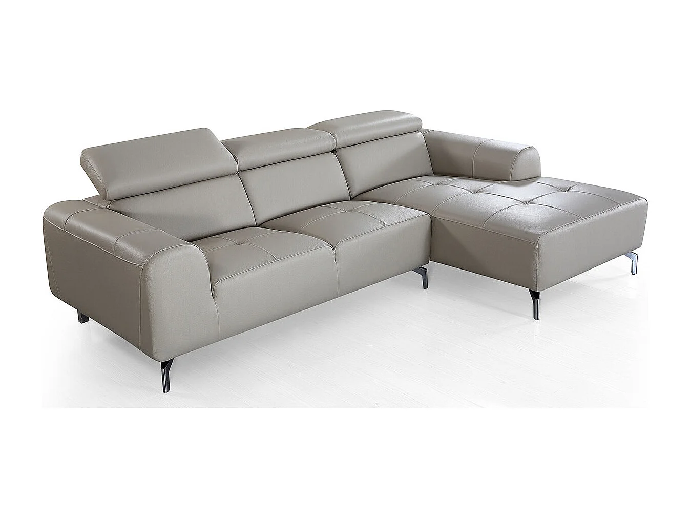 Canapé d'angle en cuir ZAKARIA Beige - Angle Droit