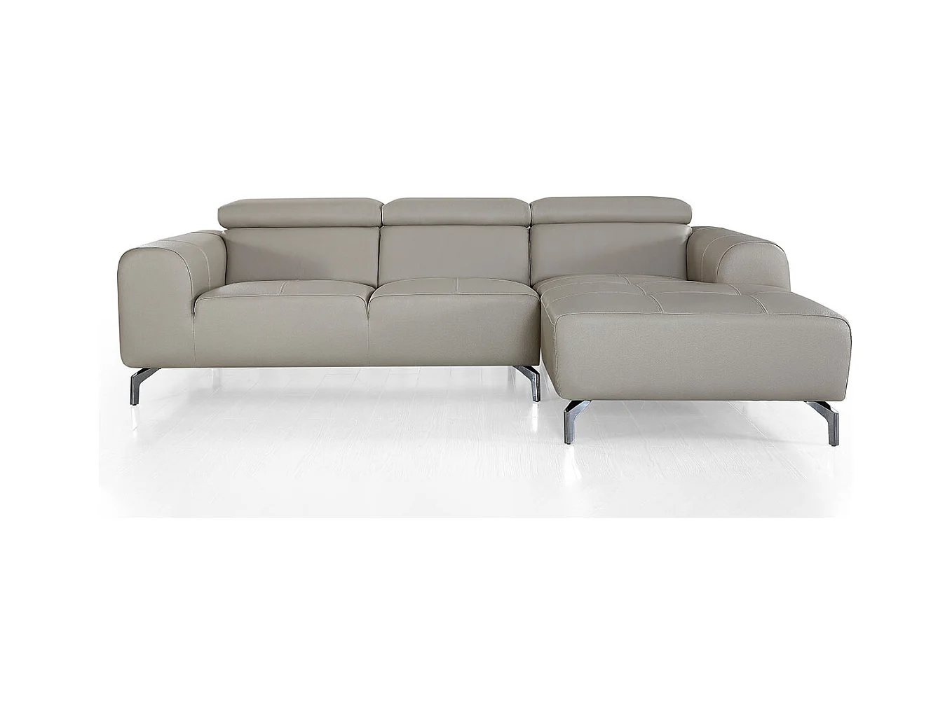 Canapé d'angle en cuir ZAKARIA Beige - Angle Droit