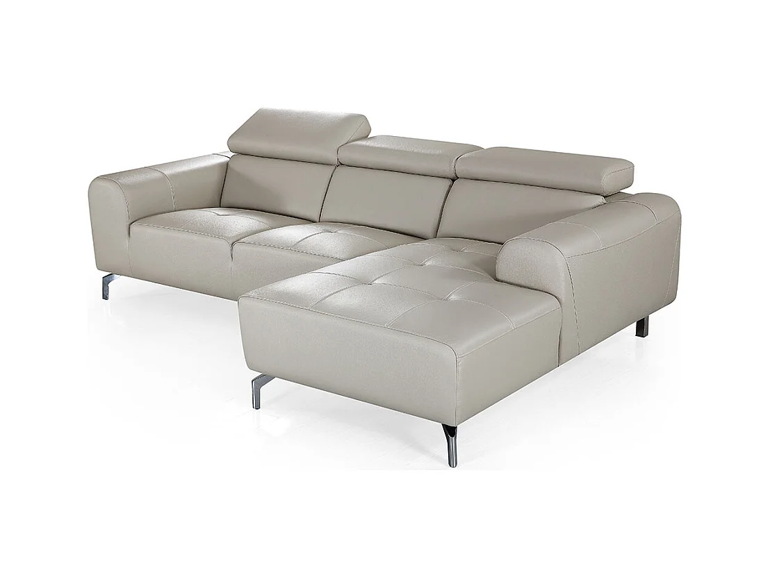 Canapé d'angle en cuir ZAKARIA Beige - Angle Droit