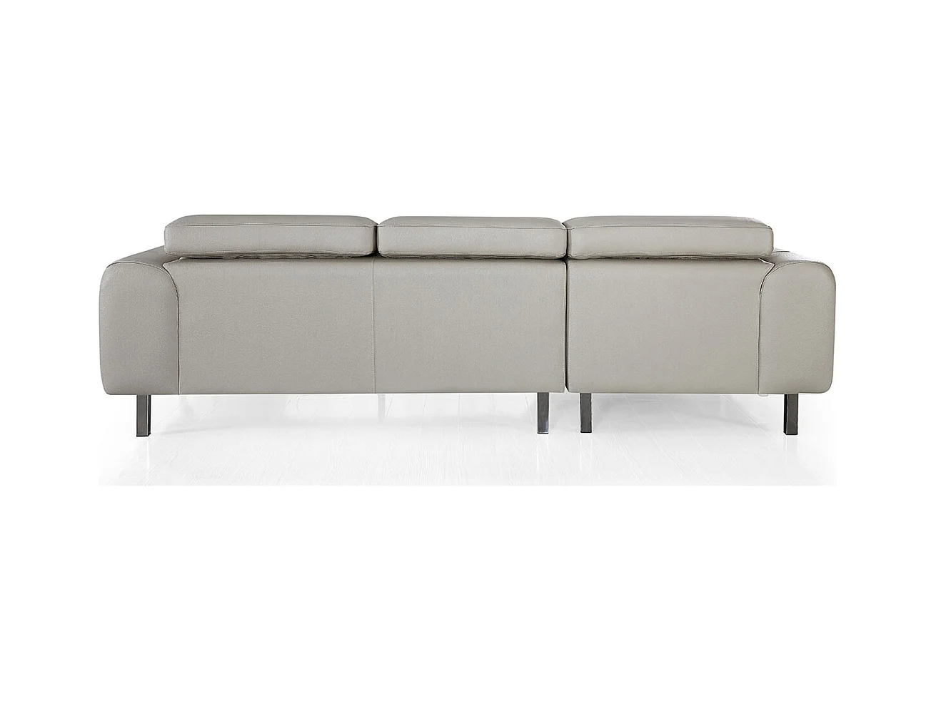Canapé d'angle en cuir ZAKARIA Beige - Angle Droit