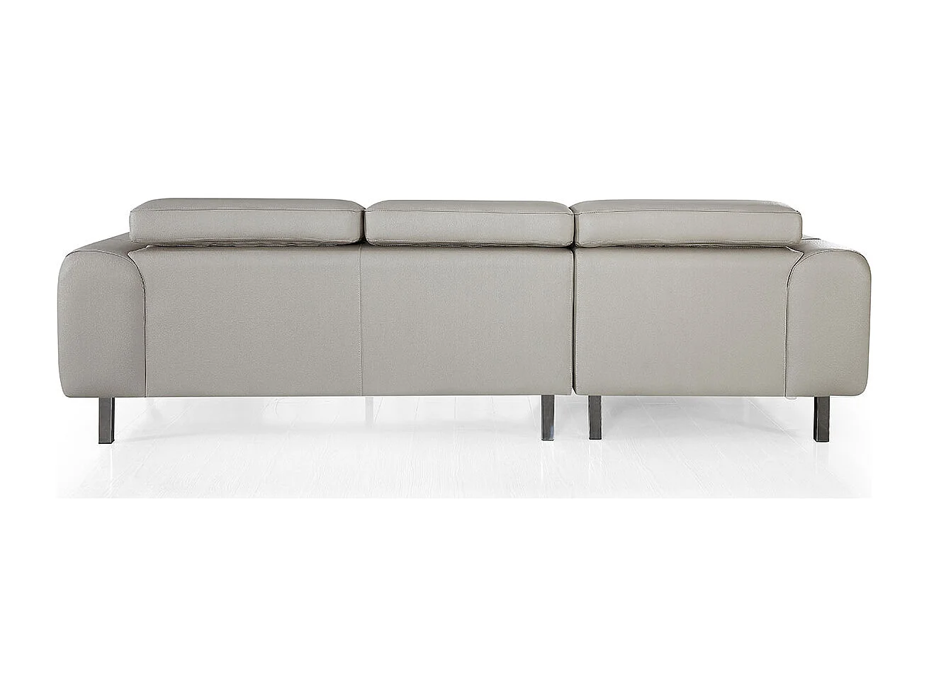 Grand canapé d'angle 6 places en cuir beige ZAKARIA