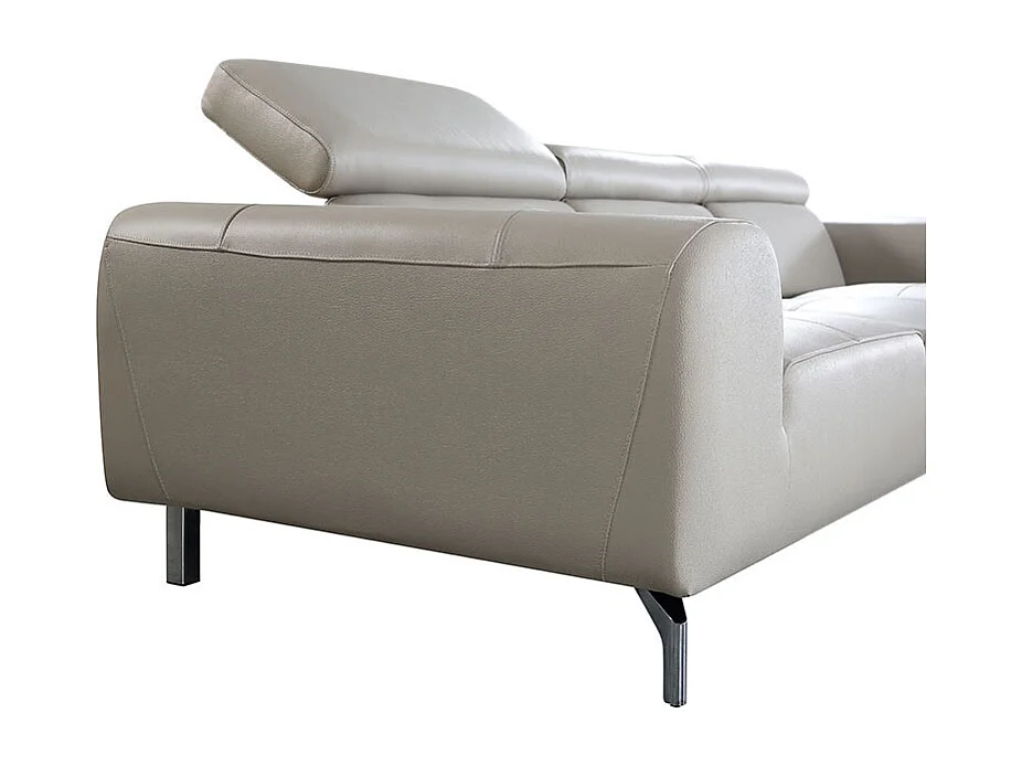 Grand canapé d'angle 6 places en cuir beige ZAKARIA
