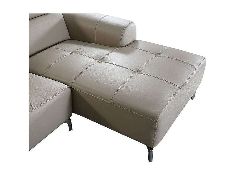 Grand canapé d'angle 6 places en cuir beige ZAKARIA