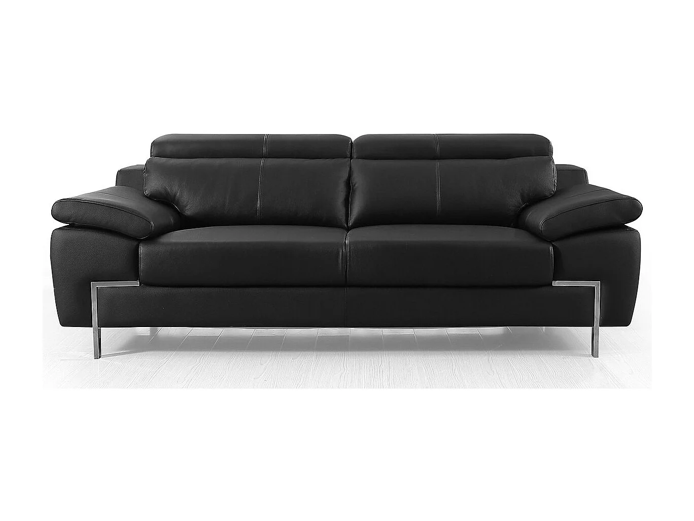 Canapé 3 places Cuir KARE Noir - Angle Droit