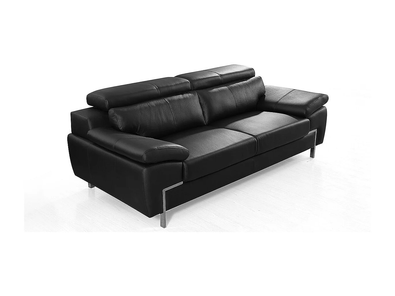 Canapé 3 places Cuir KARE Noir - Angle Droit