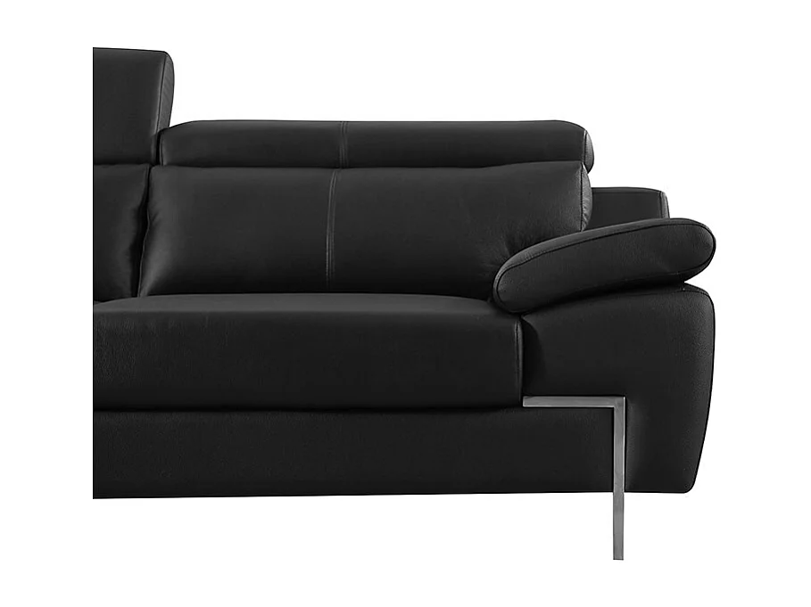 Canapé 3 places Cuir KARE Noir - Angle Droit