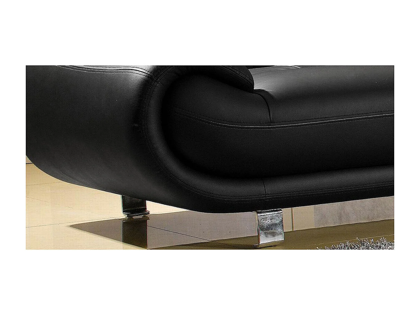 Canapé cuir 2 places ANGIE Noir - Angle Droit