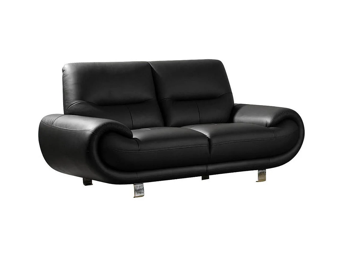 Canapé cuir 2 places ANGIE Noir - Angle Droit