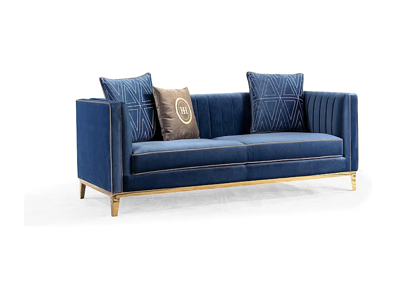 Canapé 3 places en velours CIELO - Bleu