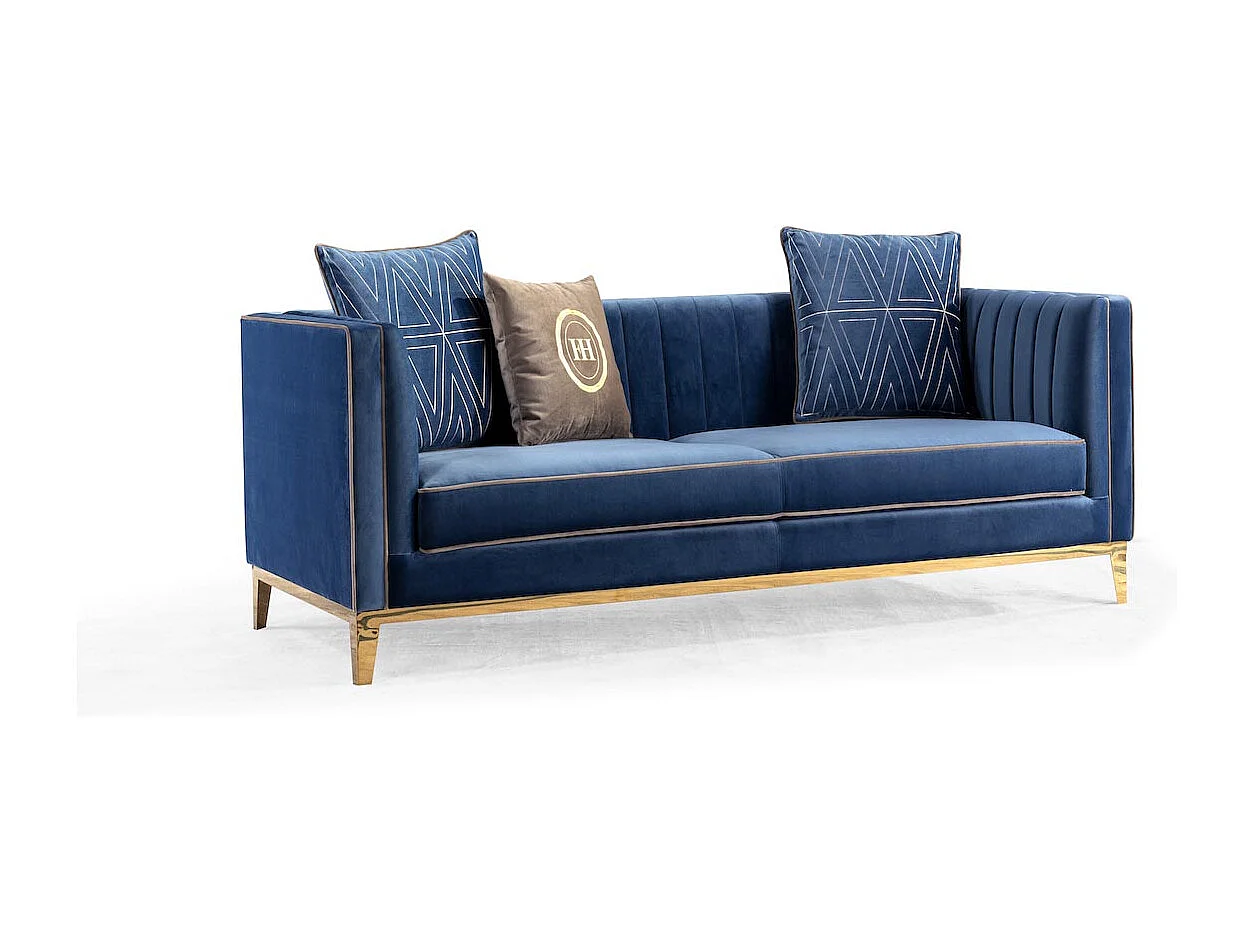 Canapé 3 places en velours CIELO - Bleu