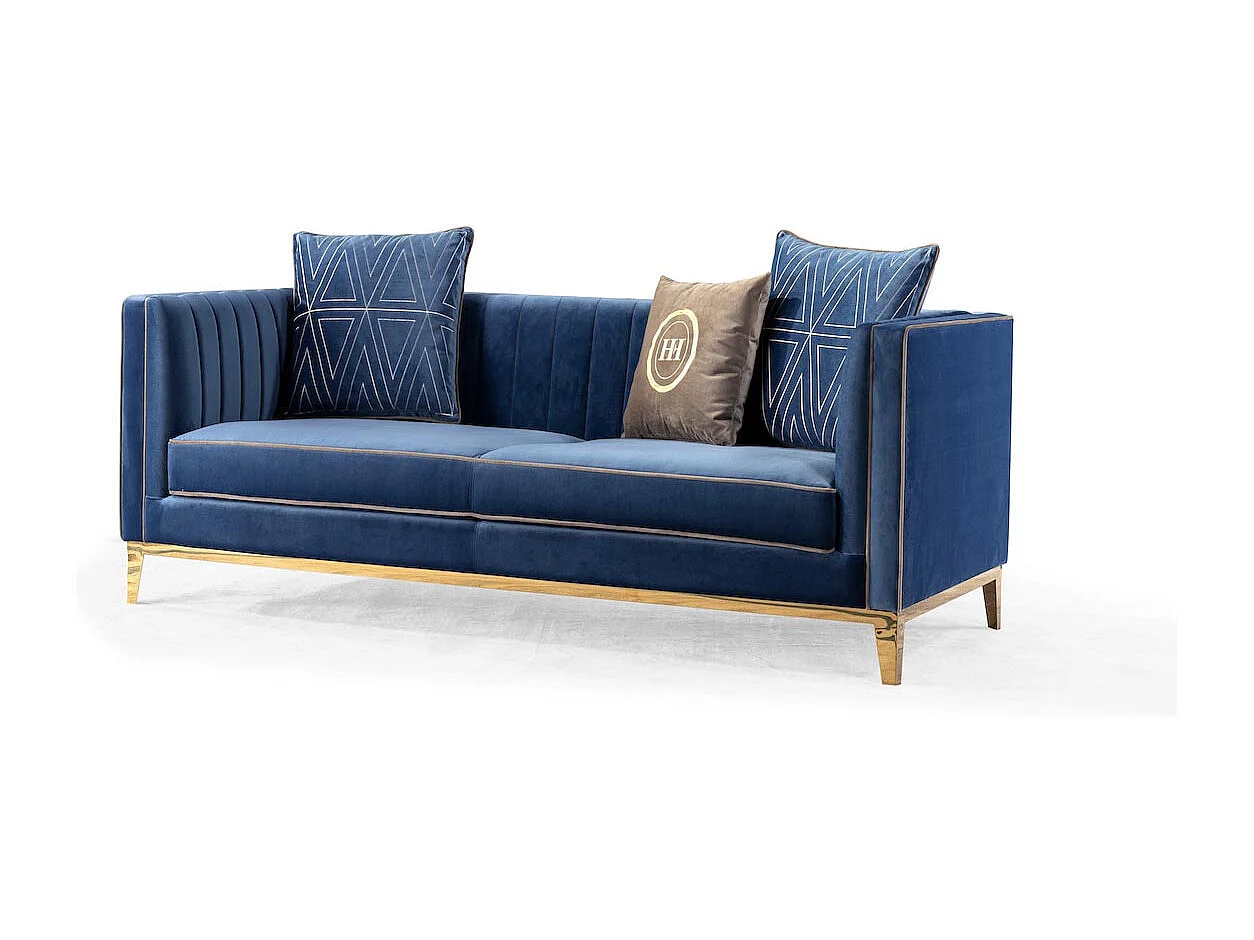 Canapé 3 places en velours CIELO - Bleu