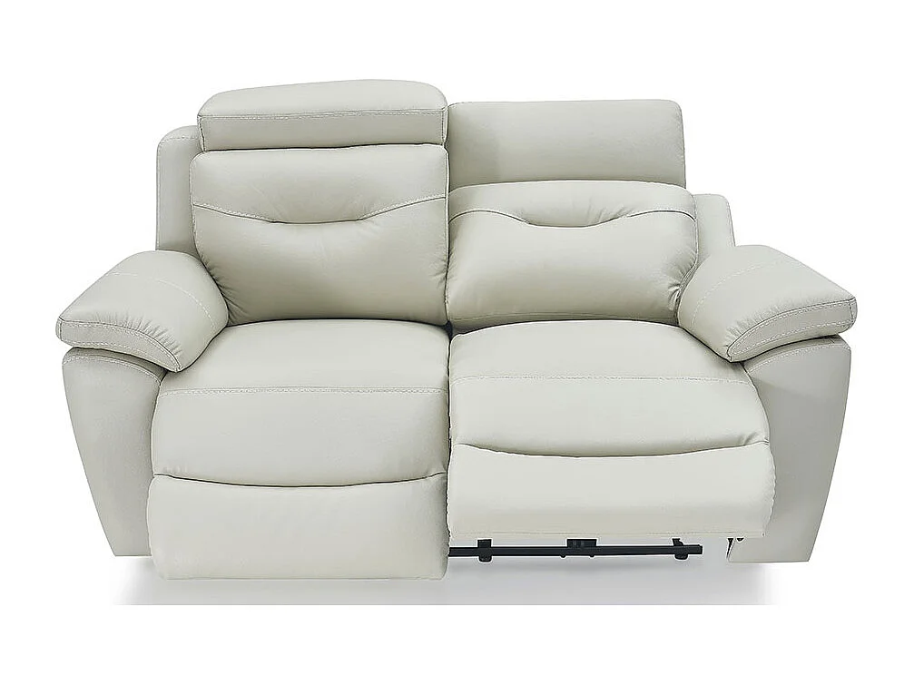 Canapé relaxation électrique 2 places en cuir SERENA - Gris perle